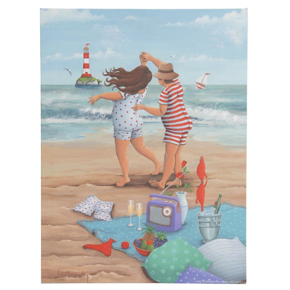 Peter Adderley Art 12x16 Canvas Artist Retouched Whimsical Beach Picnic Coastal